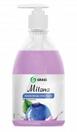 milana жидкое крем-мыло черника в йогурте 500 мл с дозатором grass
