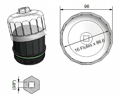 Съёмник масляного фильтра "чашка" (88.6 мм, 16 граней)
