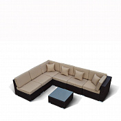 Плетеный модульный диван из искусственного ротанга YR822 Brown 1