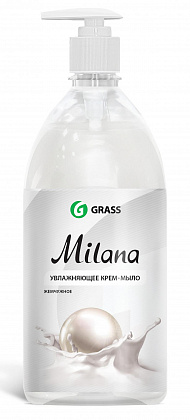milana жидкое крем-мыло жемчужное 1 л с дозатором grass