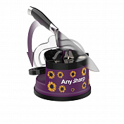 Точилка для ножей AnySharp ELITE пластиковый корпус цвет матовый фиолетовый, принт цветы AnySharp  ASKSSUNFLOWERS  1