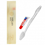 Зубной набор «Sargan" (зубная щетка 18см, зубная паста в тюбике 6гр), упаковка флоу-пак  Grass  HR-0017