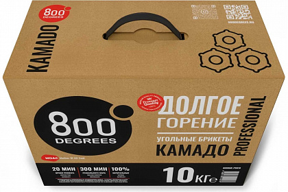 Угольные брикеты 800 Degrees Professional, коробка 10 кг.