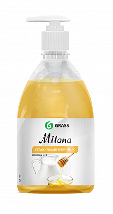 milana жидкое крем-мыло молоко и мед 500 мл с дозатором grass