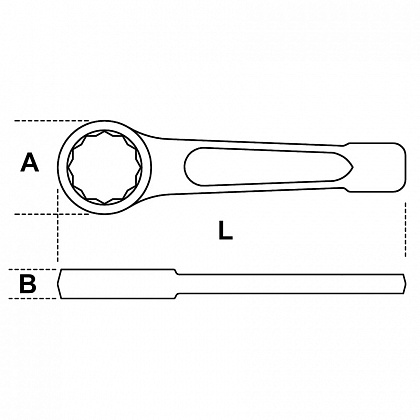 Ключ накидной ударный короткий 19 мм