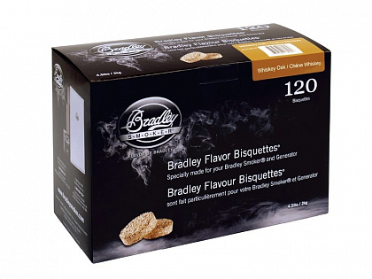 Древесные брикеты для копчения Bradley Smoker “Дубовые бочки из-под виски/Whiskey Oak” (120 шт.)