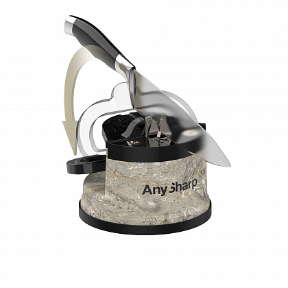 Точилка для ножей AnySharp ELITE пластиковый корпус цвет матовый серый, принт мрамор