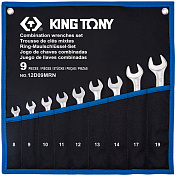 Набор комбинированных ключей, 8-19 мм, чехол из теторона, 9 предметовKing Tony  12D09MRN 