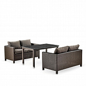 Обеденный комплект плетеной мебели с диванами T256A/S59A-W53 Brown 2