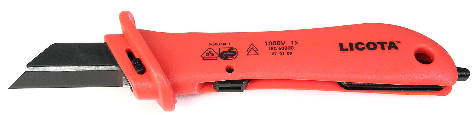 Нож для удаления оболочки кабеля с откидной защитой VDE 1000V Licota  AKD-V009_2