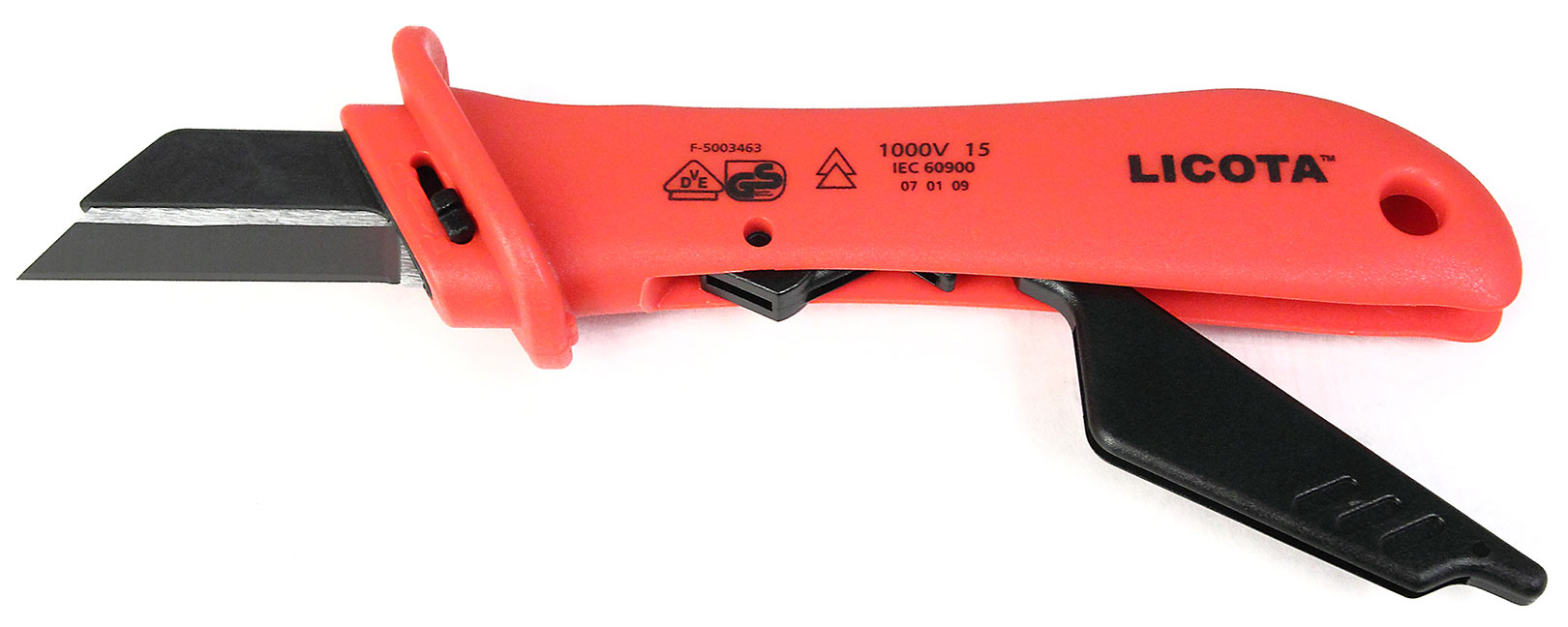 Нож для удаления оболочки кабеля с откидной защитой VDE 1000V Licota  AKD-V009_3