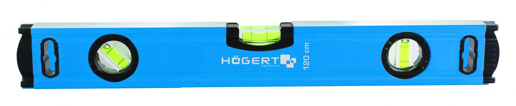 Уровень алюминиевый 120 см,  (3- х пузырьковый) точность 0,5 мм/1 м Högert  HT4M012_0