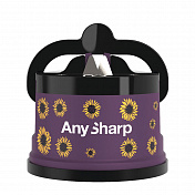 Точилка для ножей AnySharp ELITE пластиковый корпус цвет матовый фиолетовый, принт цветы AnySharp  ASKSSUNFLOWERS 